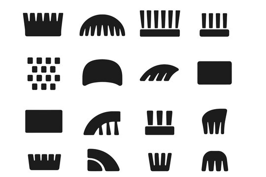 Vector icon notch segment smooth bristle dense piece slab comb grid narrow