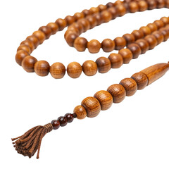 Brown wooden prayer beads with tassel