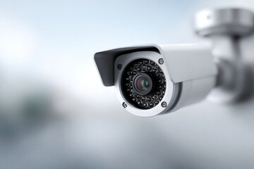 Security system concept with surveillance camera in modern setting indoors