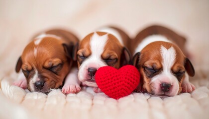 Three adorable sleeping puppies