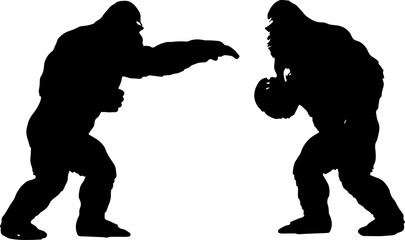 Bigfoot Evolution Silhouette Walking Progression Vector Art