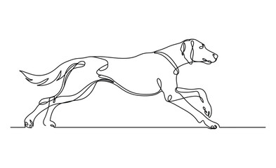 Fototapeta premium Continuous line of a dog running across animal motion.