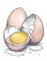 Two eggs, one cracked open