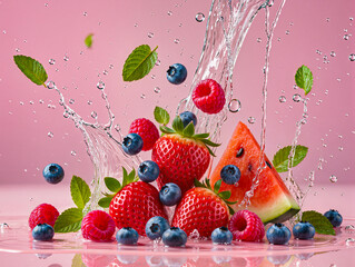 fresh fruit in water