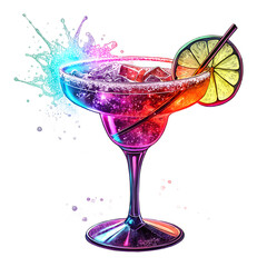 Vibrant margarita with lime and salt rim