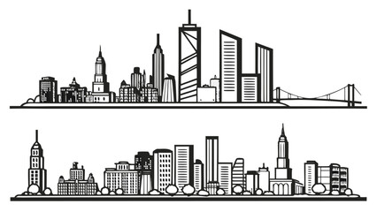 Fototapeta premium Vector illustration black and white illustration of new york city skyline with skyscrapers