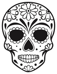 Fototapeta premium Traditional Mexican Sugar Skull Decorated with Floral Patterns and Swirls
