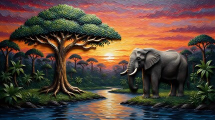 Elephants in the water