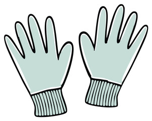 Obraz premium Cartoon illustration of two light blue work gloves