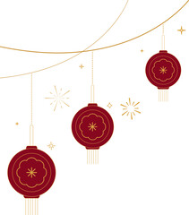 Hanging Chinese Lanterns with Decorative Cloud Lines