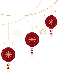 Hanging Chinese Lanterns with Decorative Cloud Lines