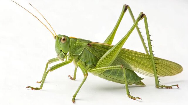 green grasshopper insect isolated on white background video