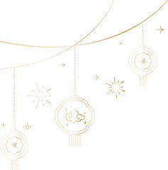 Elegant Hanging Chinese Lantern Line Art Decoration for Lunar New Year