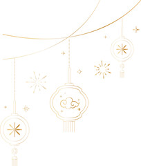 Elegant Hanging Chinese Lantern Line Art Decoration for Lunar New Year