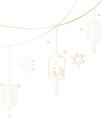 Elegant Hanging Chinese Lantern Line Art Decoration for Lunar New Year