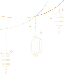 Elegant Hanging Chinese Lantern Line Art Decoration for Lunar New Year