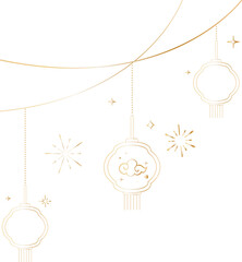 Elegant Hanging Chinese Lantern Line Art Decoration for Lunar New Year