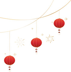 Elegant Hanging Chinese Lantern Line Art Decoration for Lunar New Year