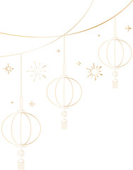 Elegant Hanging Chinese Lantern Line Art Decoration for Lunar New Year