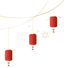 Elegant Hanging Chinese Lantern Line Art Decoration for Lunar New Year