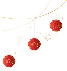 Elegant Hanging Chinese Lantern Line Art Decoration for Lunar New Year