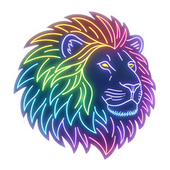 Vibrant neon lion head