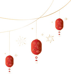Elegant Hanging Chinese Lantern Line Art Decoration for Lunar New Year