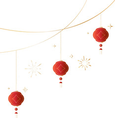 Elegant Hanging Chinese Lantern Line Art Decoration for Lunar New Year