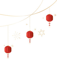 Elegant Hanging Chinese Lantern Line Art Decoration for Lunar New Year