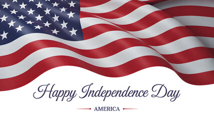 Fototapeta premium Waving american flag with happy independence day message for patriotic celebrations
