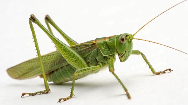 green grasshopper insect isolated on white background video
