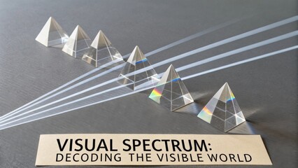 Clear prisms refracting light and creating visible spectrum