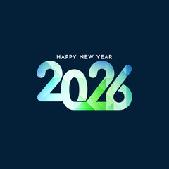 Happy new year 2026 colorful text blue background design