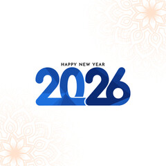 Happy new year 2026 blue text modern background design