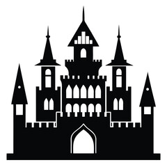 Fototapeta premium gothic castle icon line art silhouette vector illustration