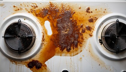 Texture Of Dirty Stains And Grease On White Stove