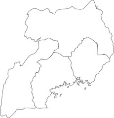 Obraz premium Outline Map of Uganda with Administrative Borders and Internal Regions
