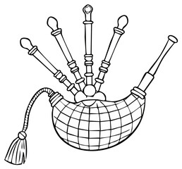 Scottish Bagpipes Musical Instrument Illustration Drawing