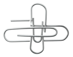 Interlocking metal clips form a complex knot-like structure