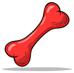 Fototapeta premium Cartoon Illustration of a Shiny Red Bone Treat for Pets or Animals