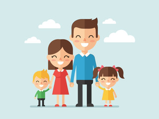 Happy Family Vector Illustration Smiling Parents and Children Together