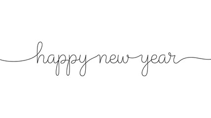 Elegant Happy New Year celebration text in modern cursive script