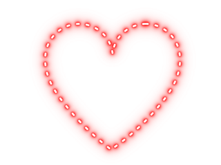 Red Glowing dotted heart outline frame. Romantic decorative love symbol design for valentine, cards, posters, and wedding graphics