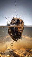 Stone diving into water