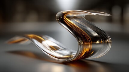 Futuristic metallic arrow concept shows flowing, abstract shape against a blurred background, suggesting movement, direction, and technological advancement in a modern visual style