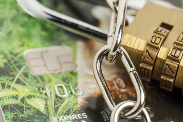 credit card with padlock and chain