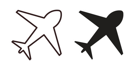 Plane icons. thin line and glyph vector icons pack on white background