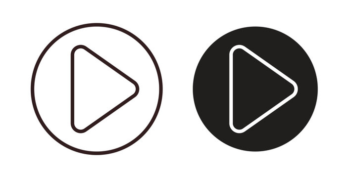 Play icons. thin line and glyph vector icons pack on white background