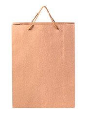 Blank brown kraft paper shopping bag mockup isolated