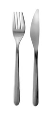 Stainless steel fork and knife isolated on transparent background